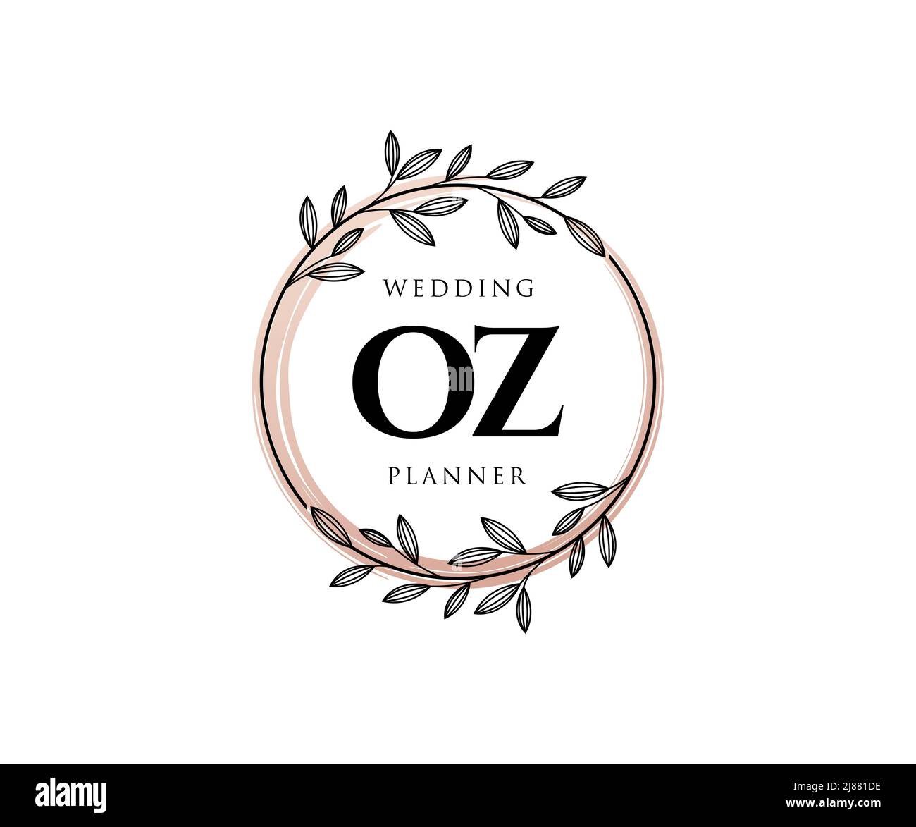 OZ Initials letter Wedding monogram logos collection, hand drawn modern minimalistic and floral templates for Invitation cards, Save the Date, elegant Stock Vector