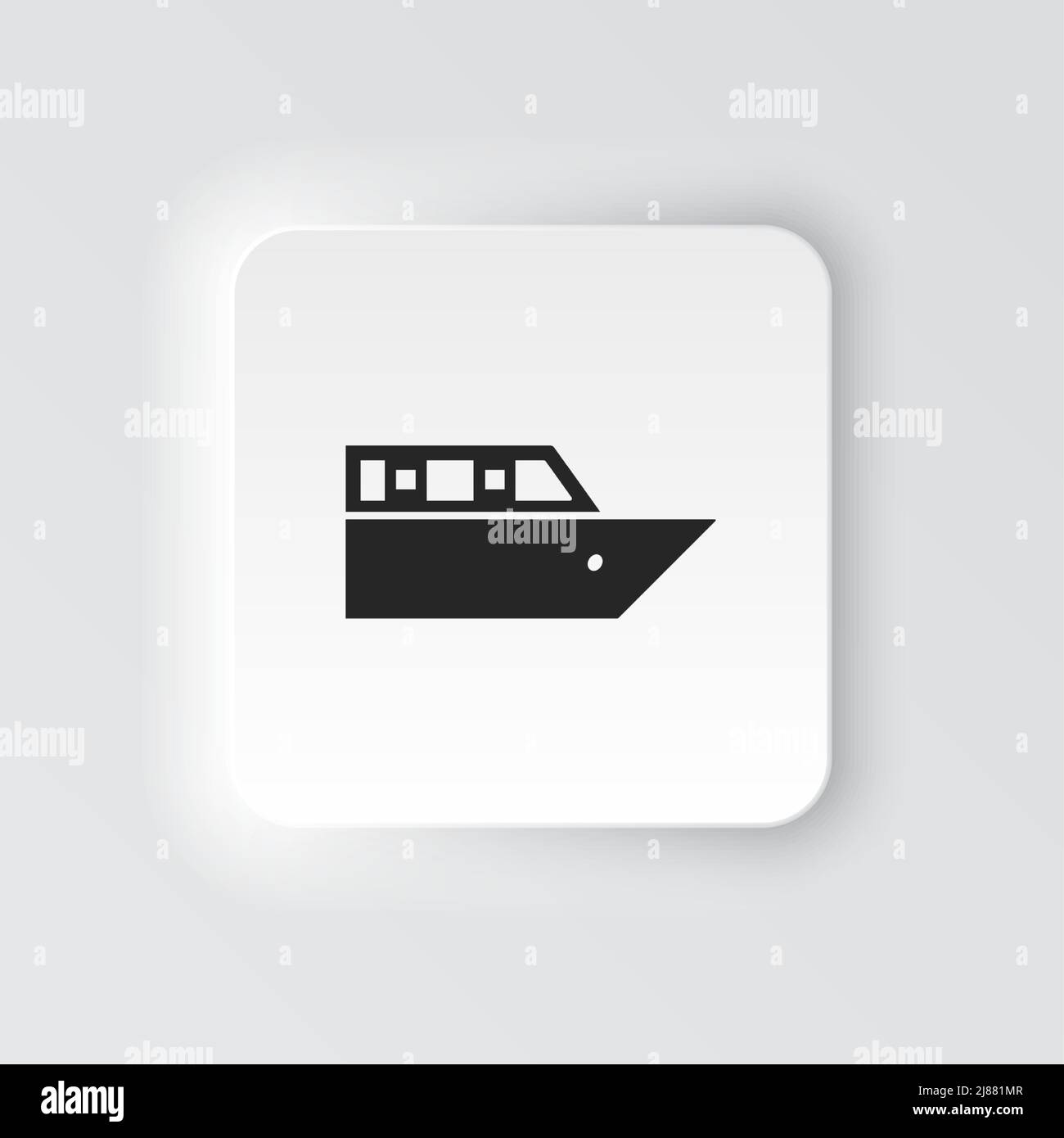 Rectangle button icon Cruiser voyage. Button banner Rectangle badge interface for application illustration on neomorphic style on white background Stock Vector