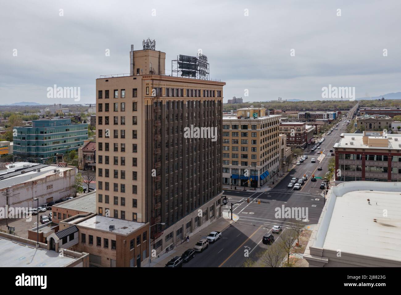 Historic landmark building Cache Valley Bank in Ogden, Utah Stock Photo