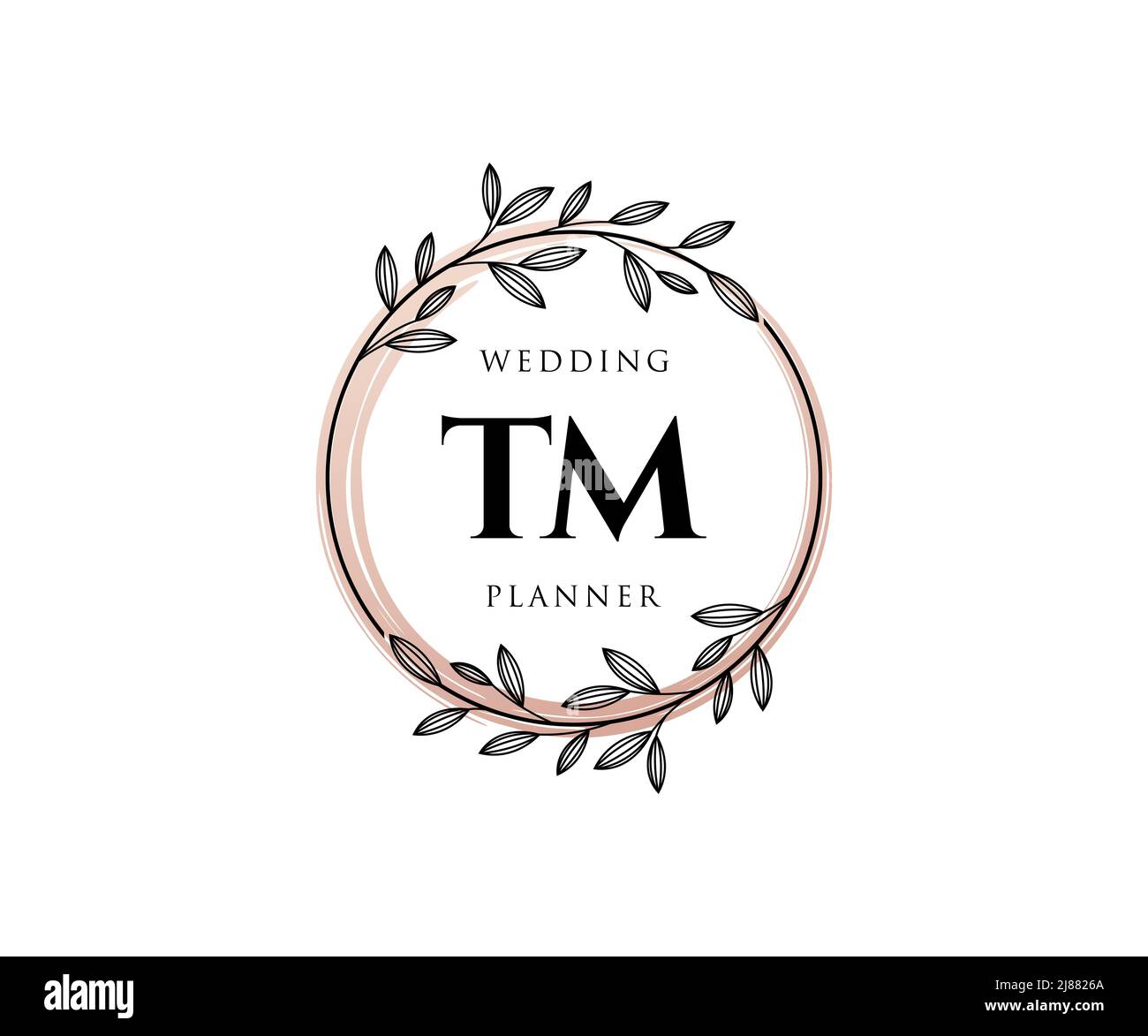 TM Initials letter Wedding monogram logos template, hand drawn