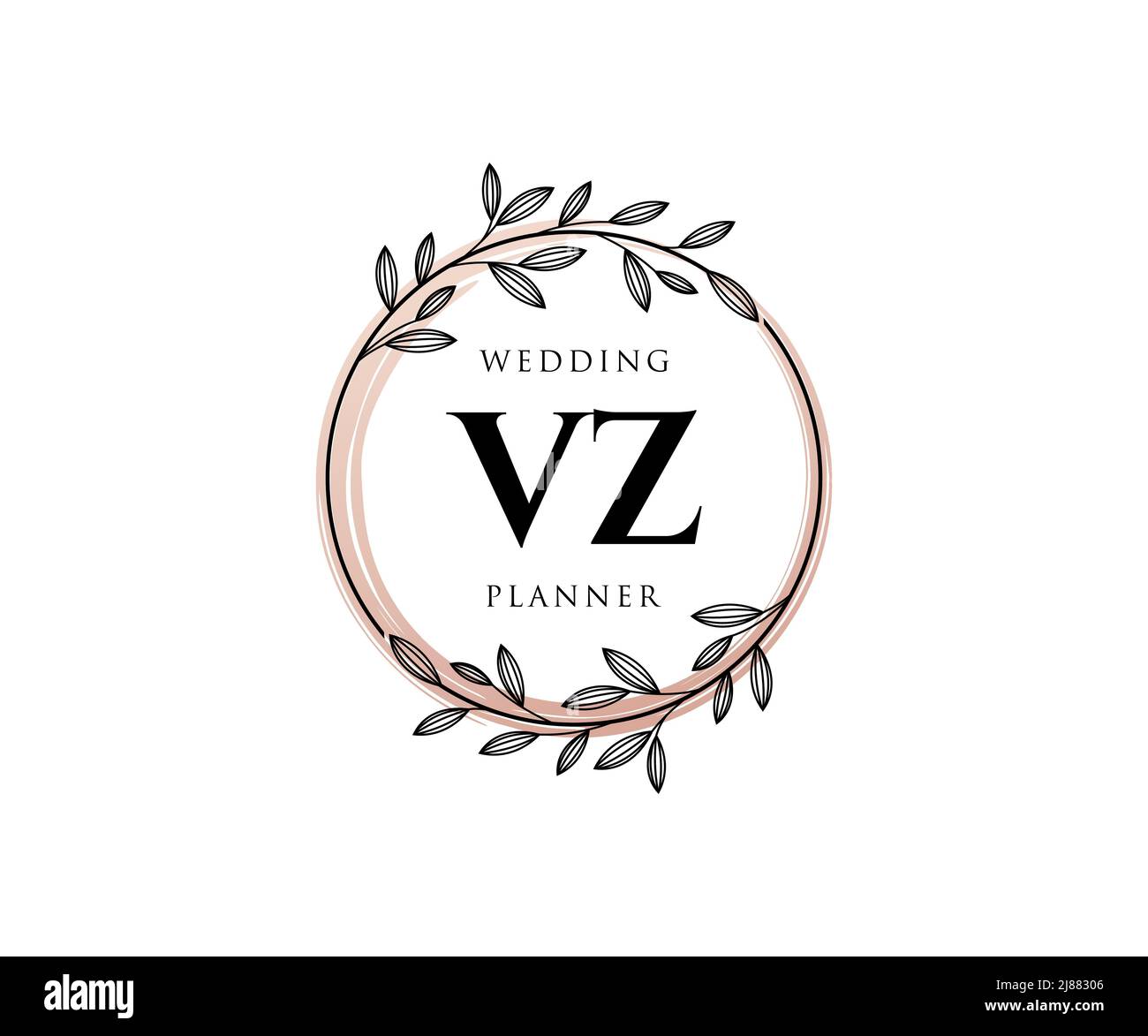 VZ Initials letter Wedding monogram logos collection, hand drawn modern ...