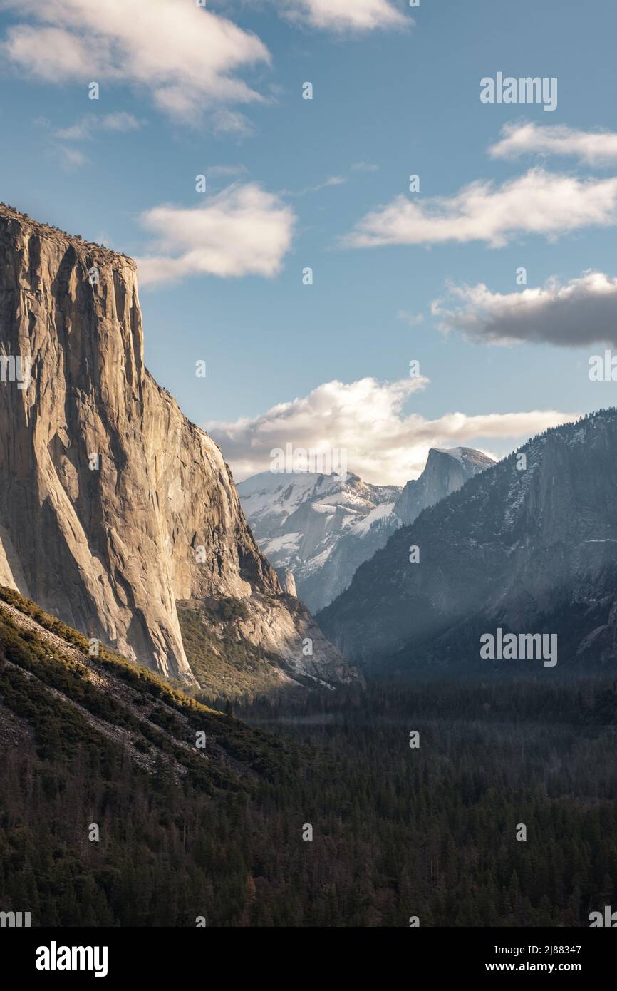 Views of Tunnel View and Yosemite Valley, California Stock Photo