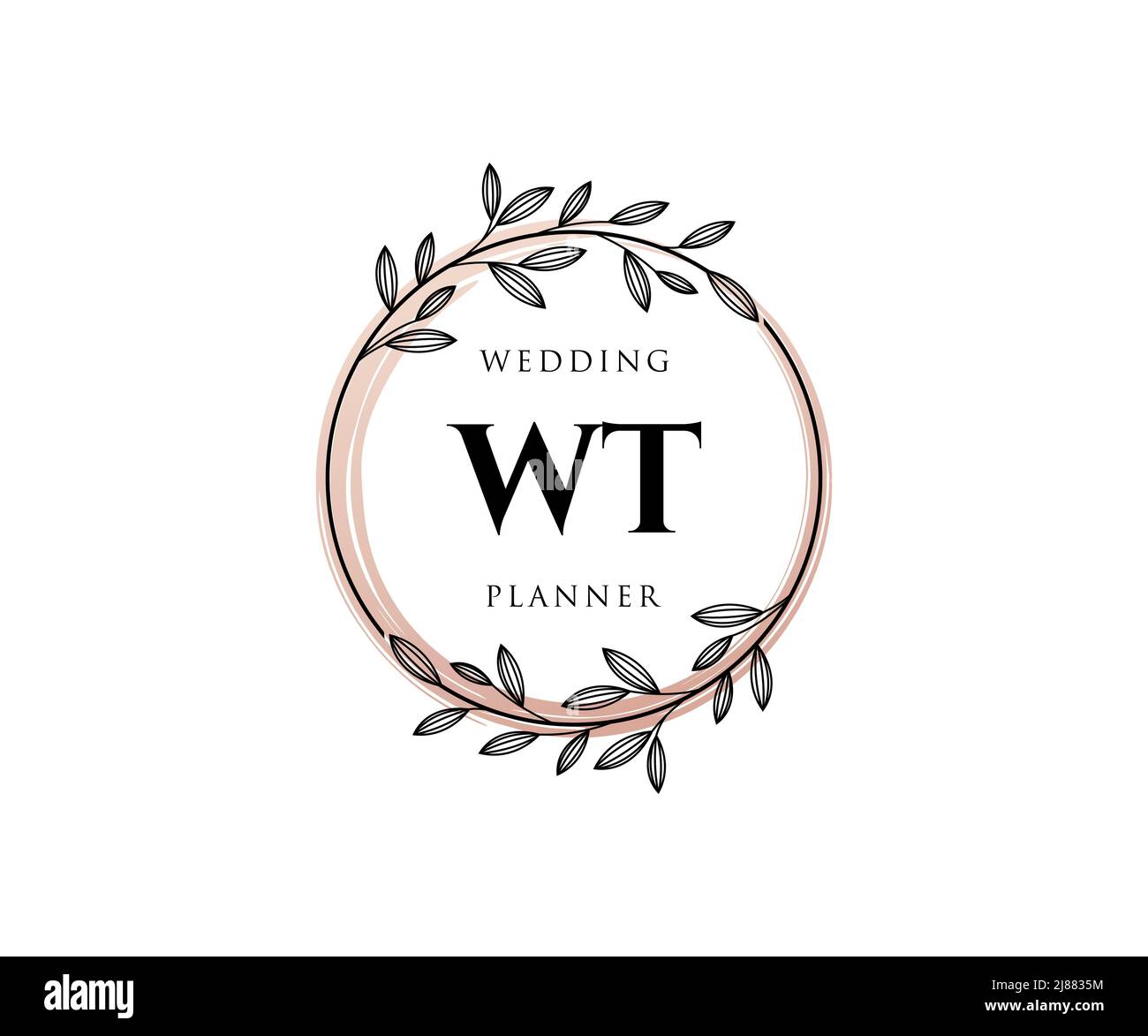 WT Initials letter Wedding monogram logos collection, hand drawn modern ...