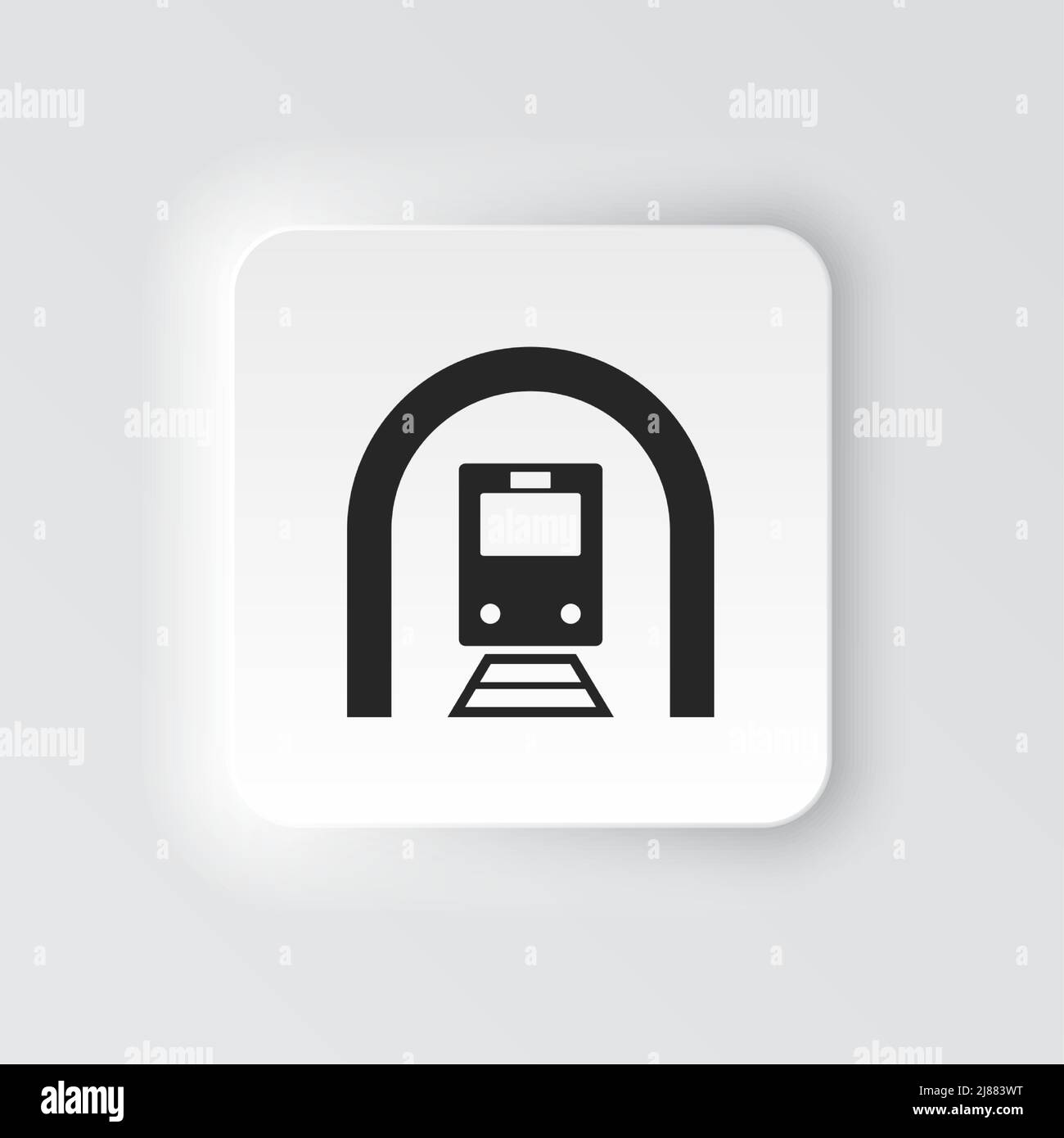 Rectangle button icon Train tunnel. Button banner Rectangle badge interface for application illustration on neomorphic style on white background Stock Vector