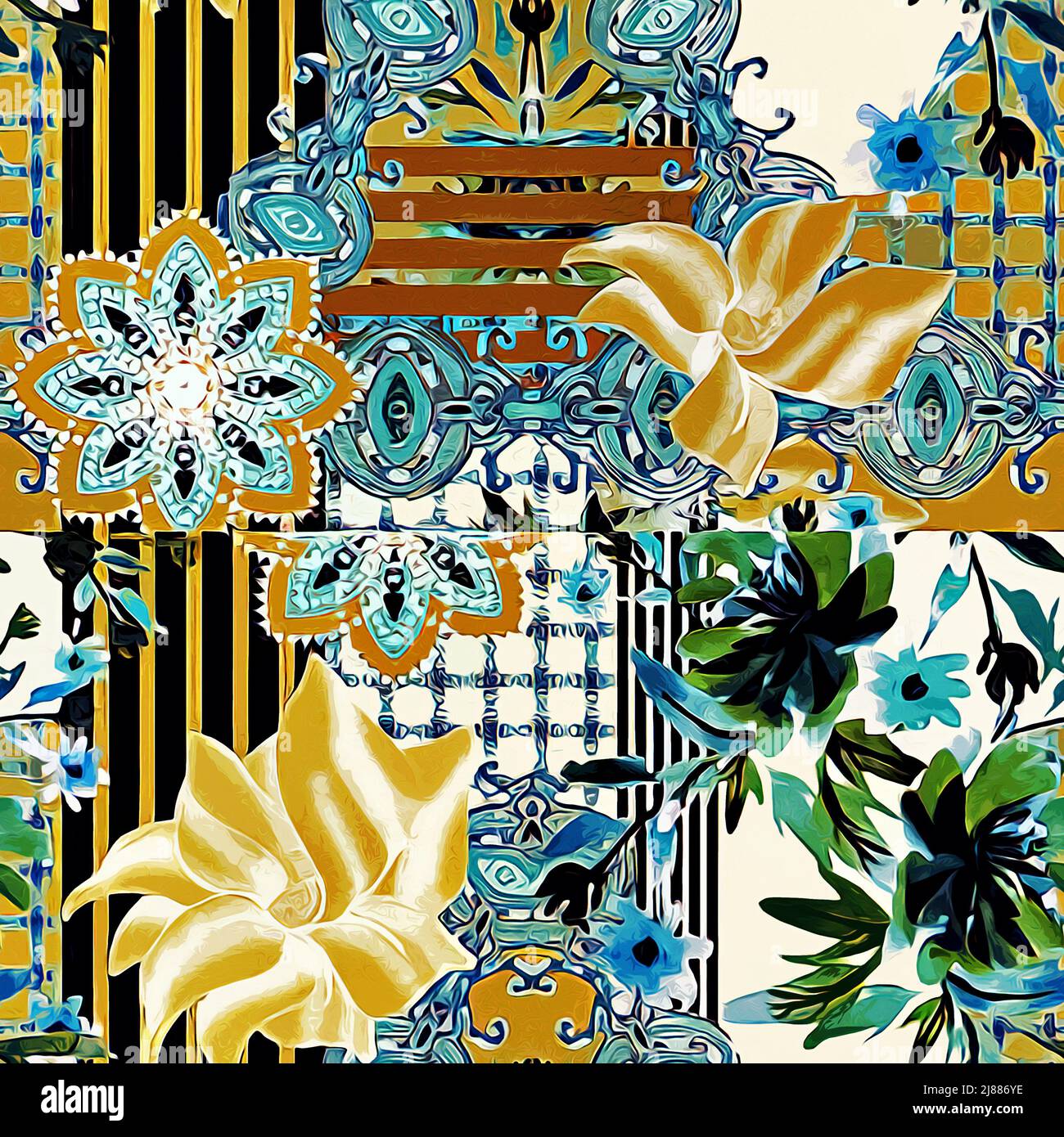 Textile and wallpaper patterns. A printable digital illustration work