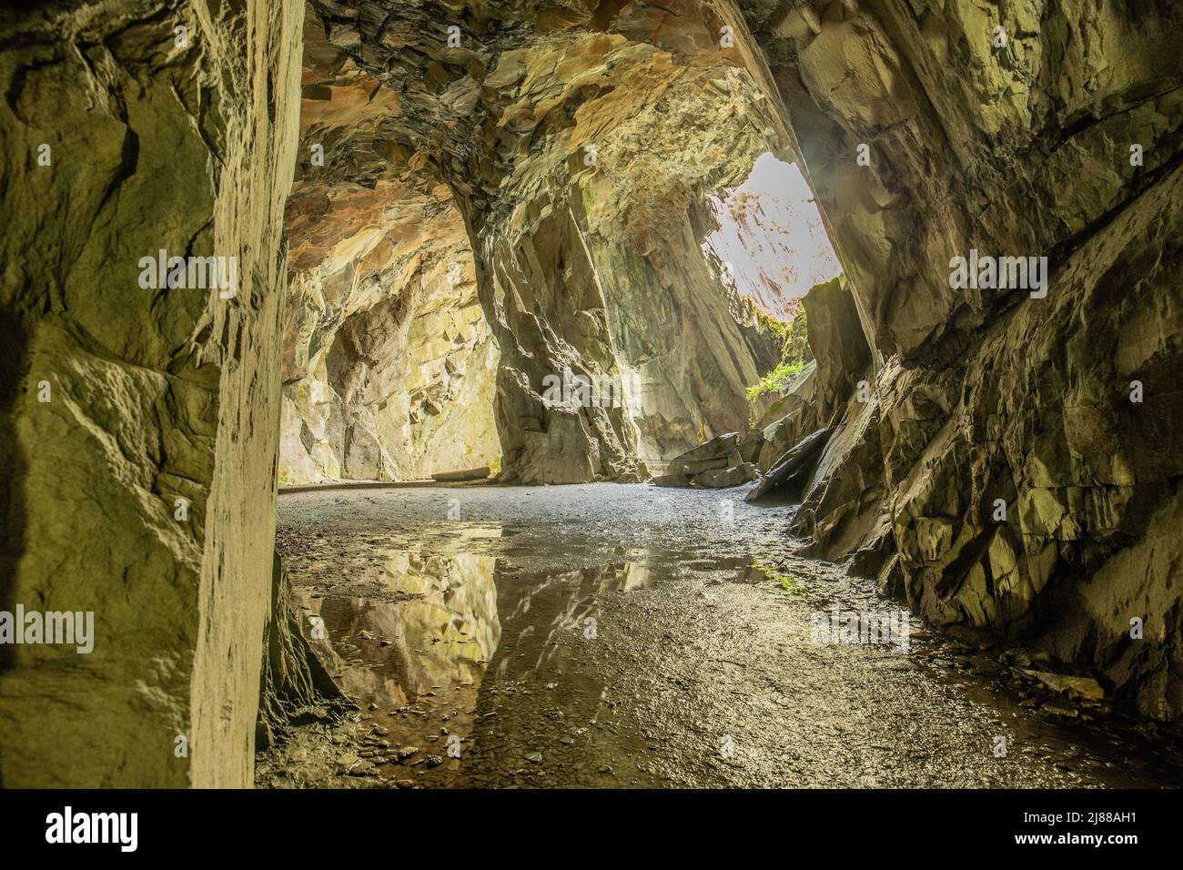 Little Langdale, English Lake District, Cumbria. UK. 13th May 2022. UK Weather. Cathedral Quarry  from the Little Langdale Valley. Credit:greenburn/Alamy Live News. Stock Photo