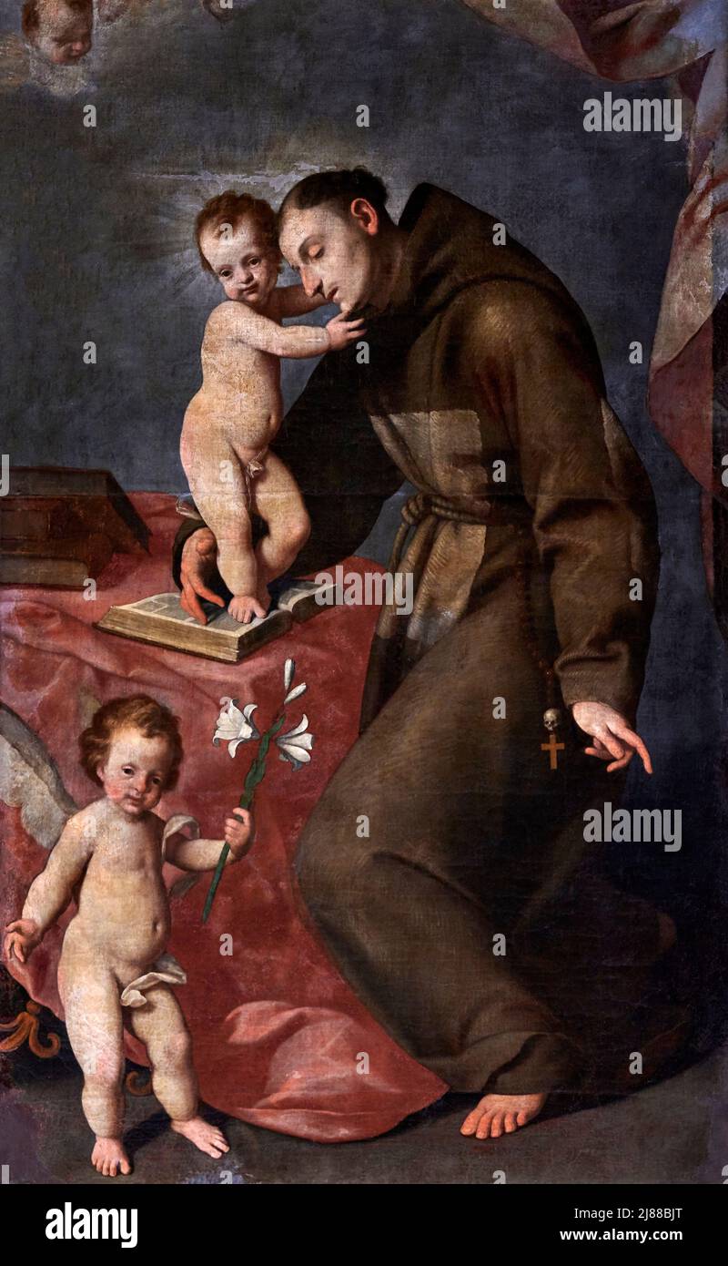 Sant’ Antonio da Padova  - olio su tela - Carlo Ceresa - 1660  - Camerata Cornello (Bg) ,Italia,chiesa parrocchiale di S. Maria Assunta Stock Photo