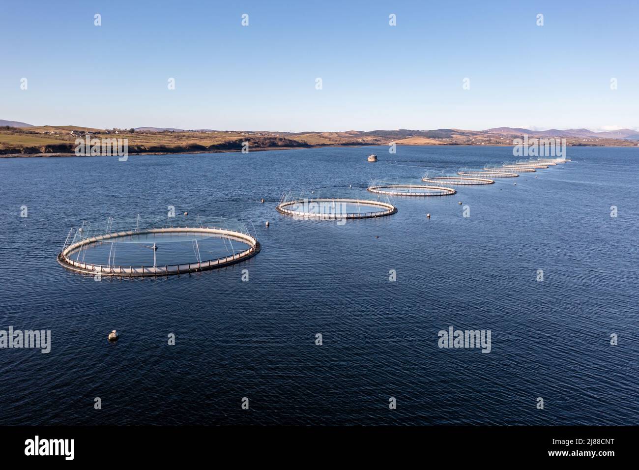 Aerial view of fish farm in County Donegal - Ireland Stock Photo - Alamy