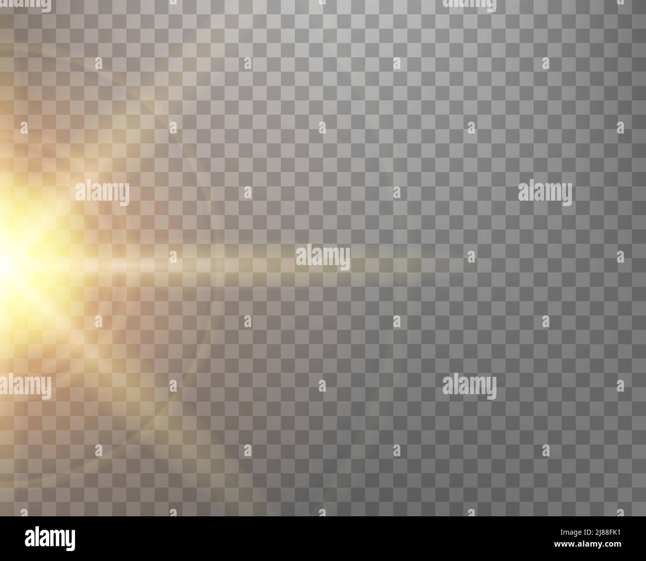Sunlight lens flare, sun flash with rays and spotlight. Gold glowing ...