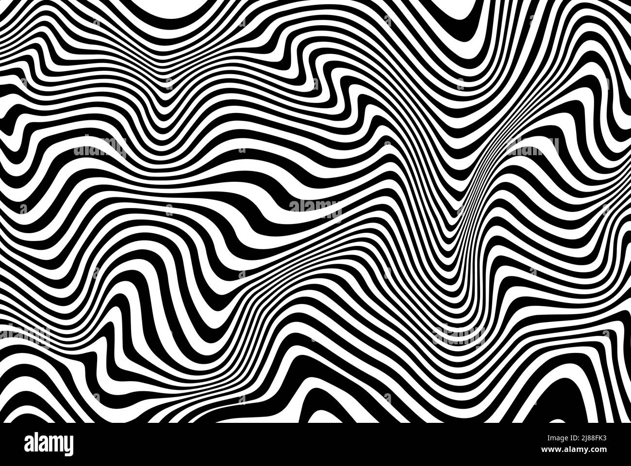 Vector black and white wavy background. Stylish texture with wavy ...