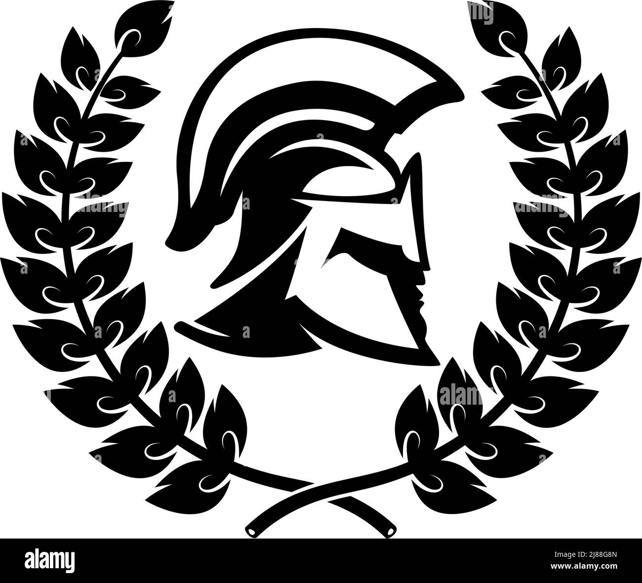 Spartan helmet with laurel wreath. Design element for logo, emblem ...