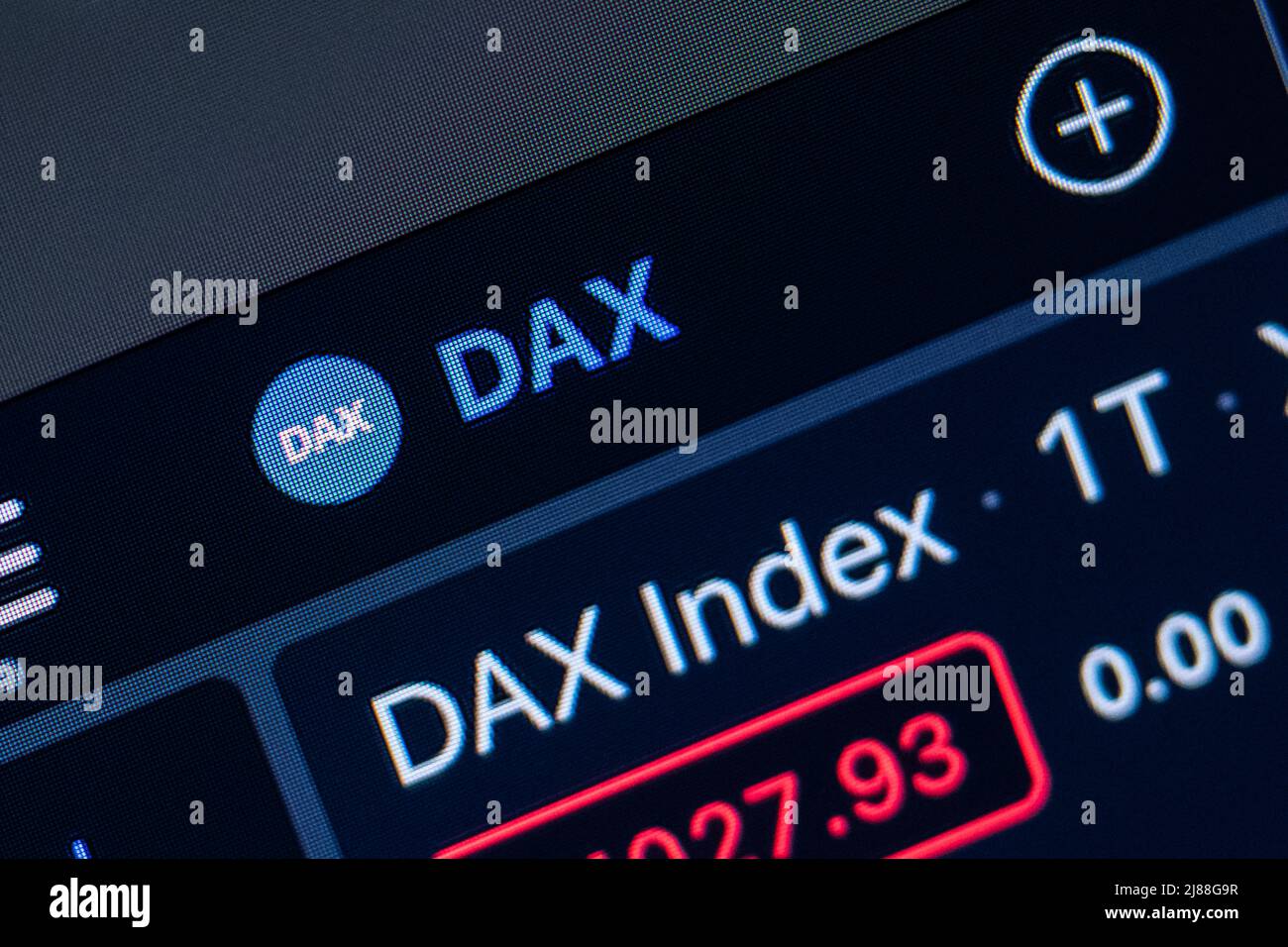 Rottweil, Germany. 14th May, 2022. The logo and lettering of the German Stock Index (DAX) is open on a trading platform on a laptop. Credit: Silas Stein/dpa/Alamy Live News Stock Photo