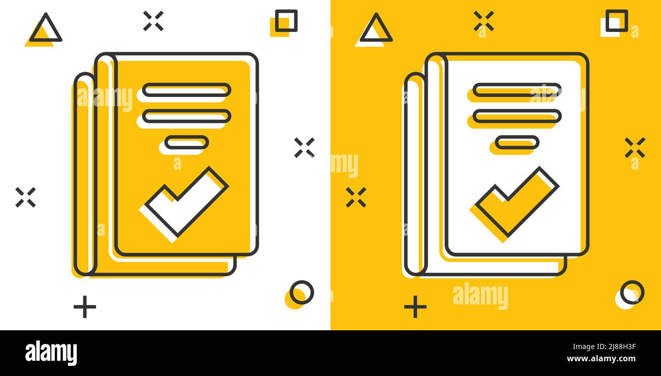 Document checklist icon in comic style. Report cartoon vector ...