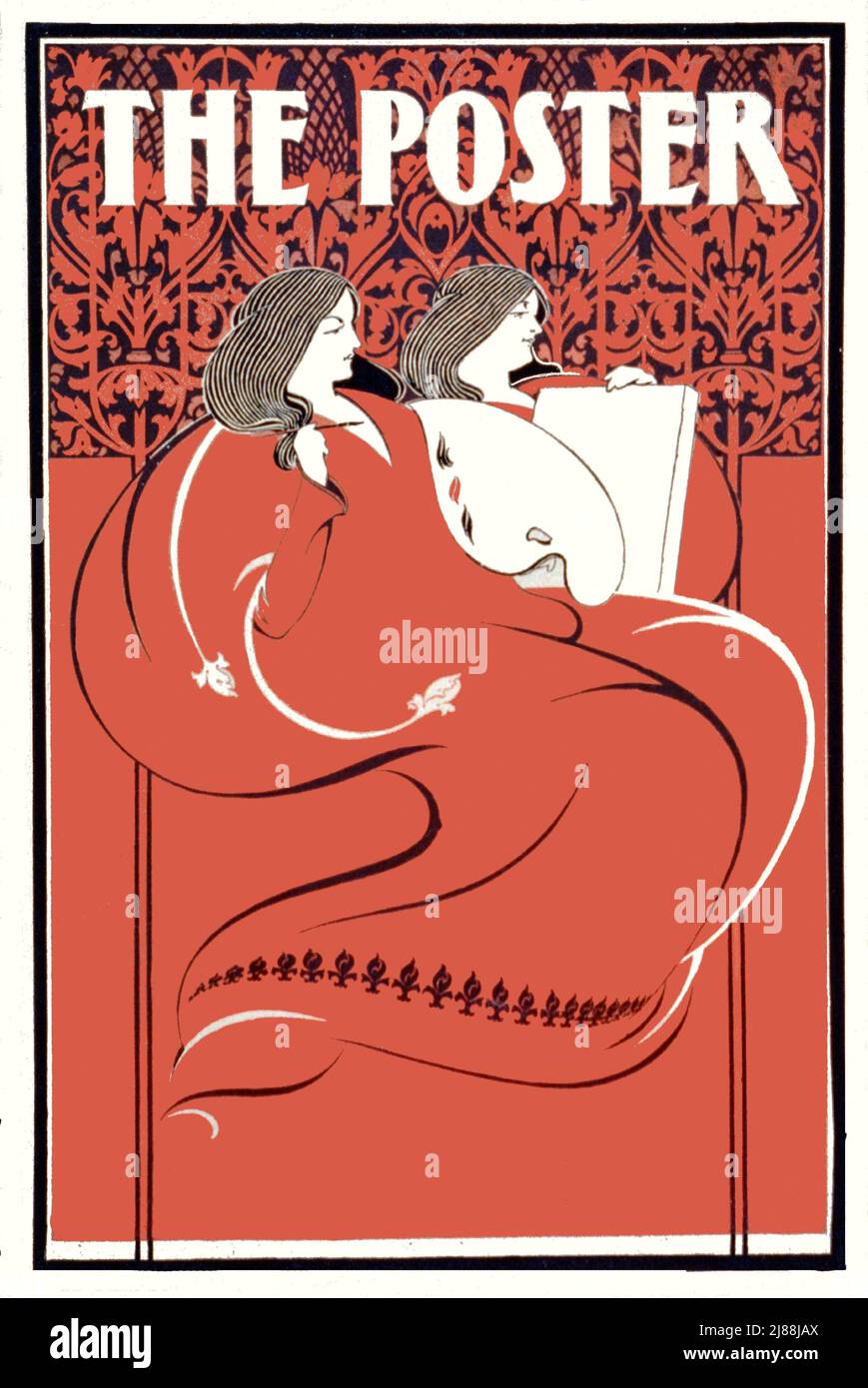 The late 19th century American Art Nouveau for the cover of The Poster. The artist is Will H. Clemens Stock Photo