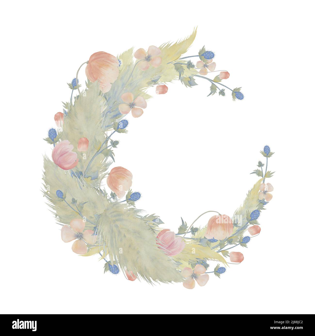 Butterfly Spring Watercolor floral wreath/Individual PNG files/Hand Painted/Wedding design/Home Decor Wreath/Yellow Painted Wreath
