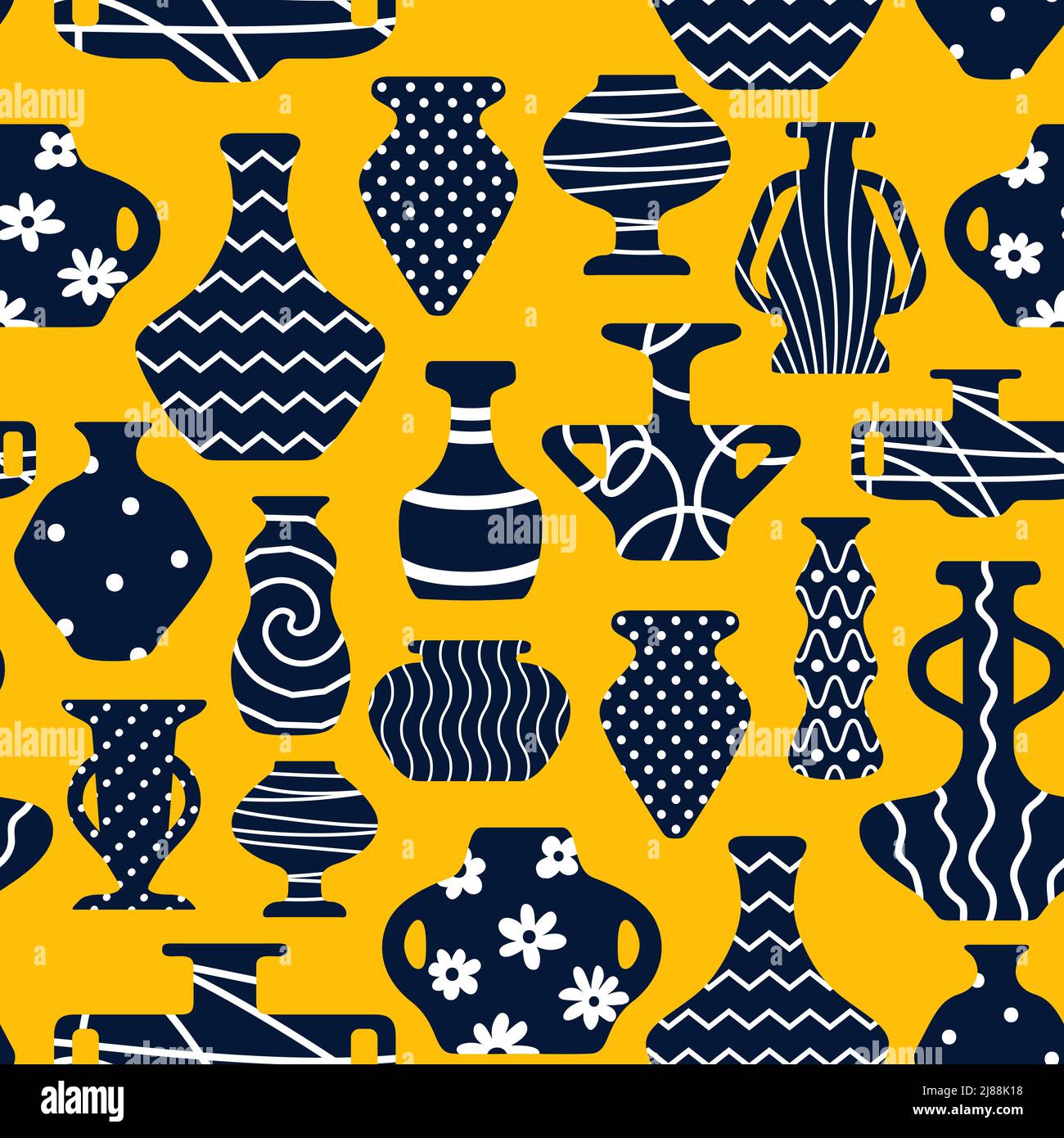 Antique ceramic vases and clay pottery shape silhouette with ornaments