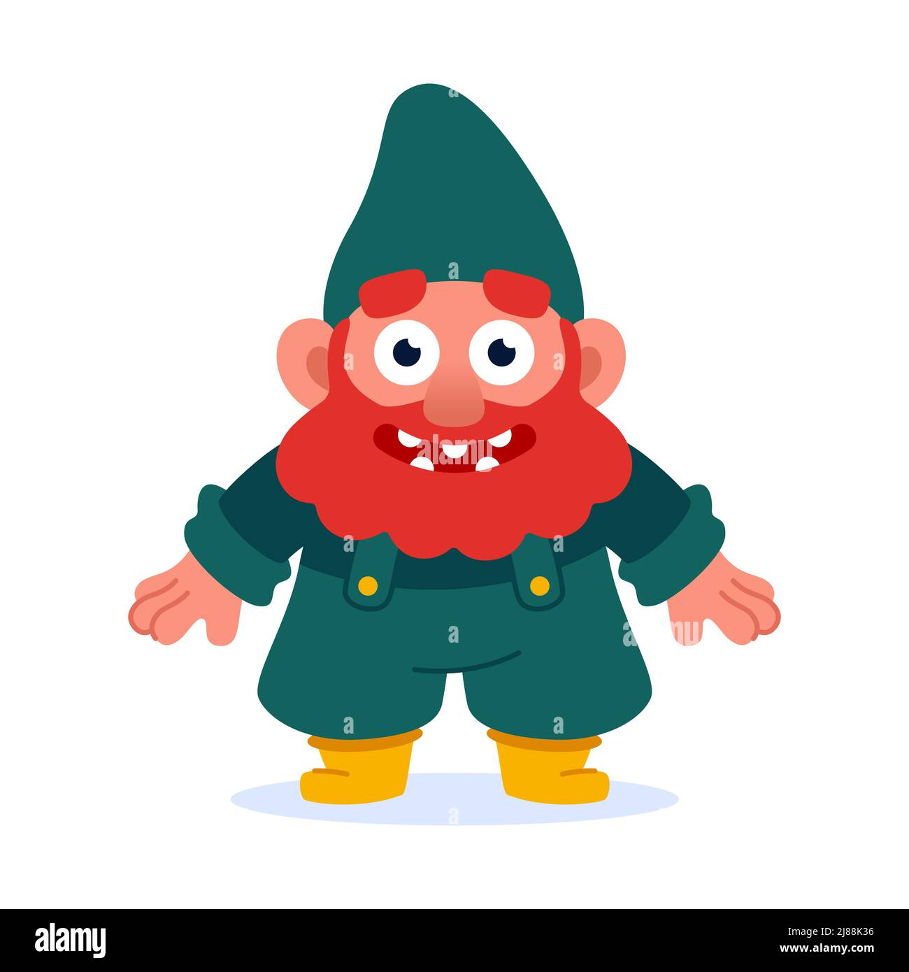 Cartoon cute dwarf with red beard standing and smile. Funny little gnome in  yellow wellies. Flat cartoon vector illustration Stock Vector Image & Art -  Alamy