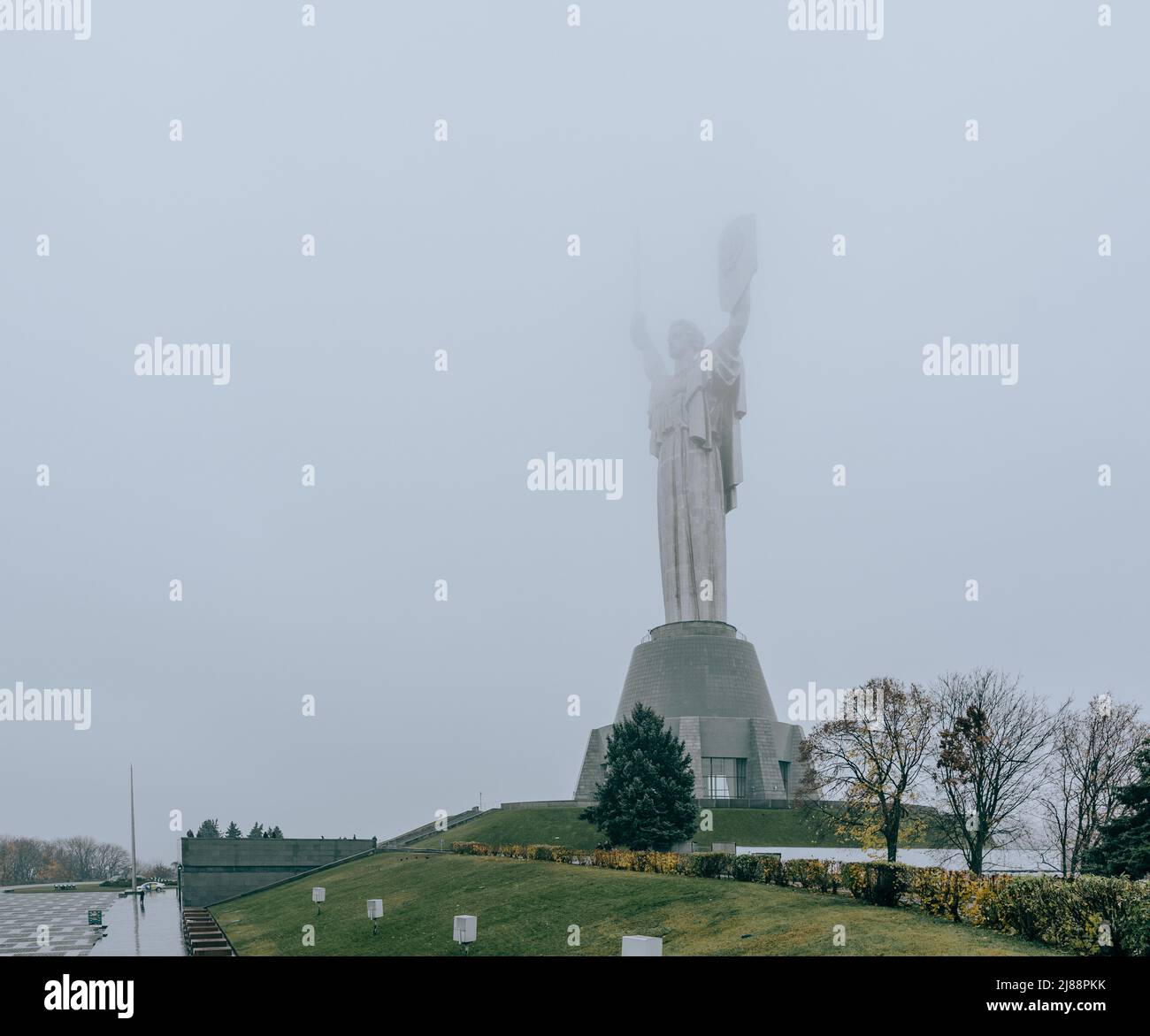 The Motherland Monument is a monumental statue in Kyiv, the capital of Ukraine Stock Photo
