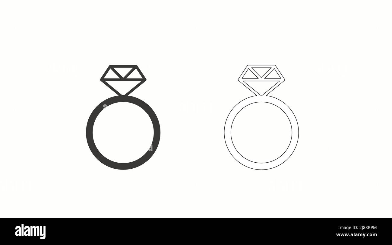 Ring Icon Set. Vector isolated black and white illustration set Stock Vector