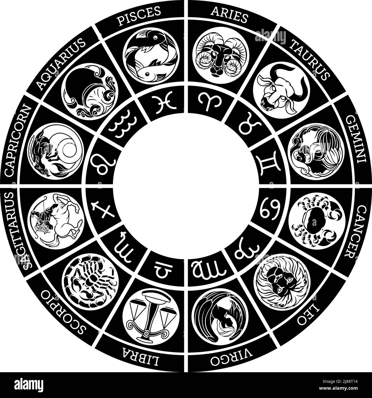 Star signs horoscope zodiac astrology symbols Stock Vector