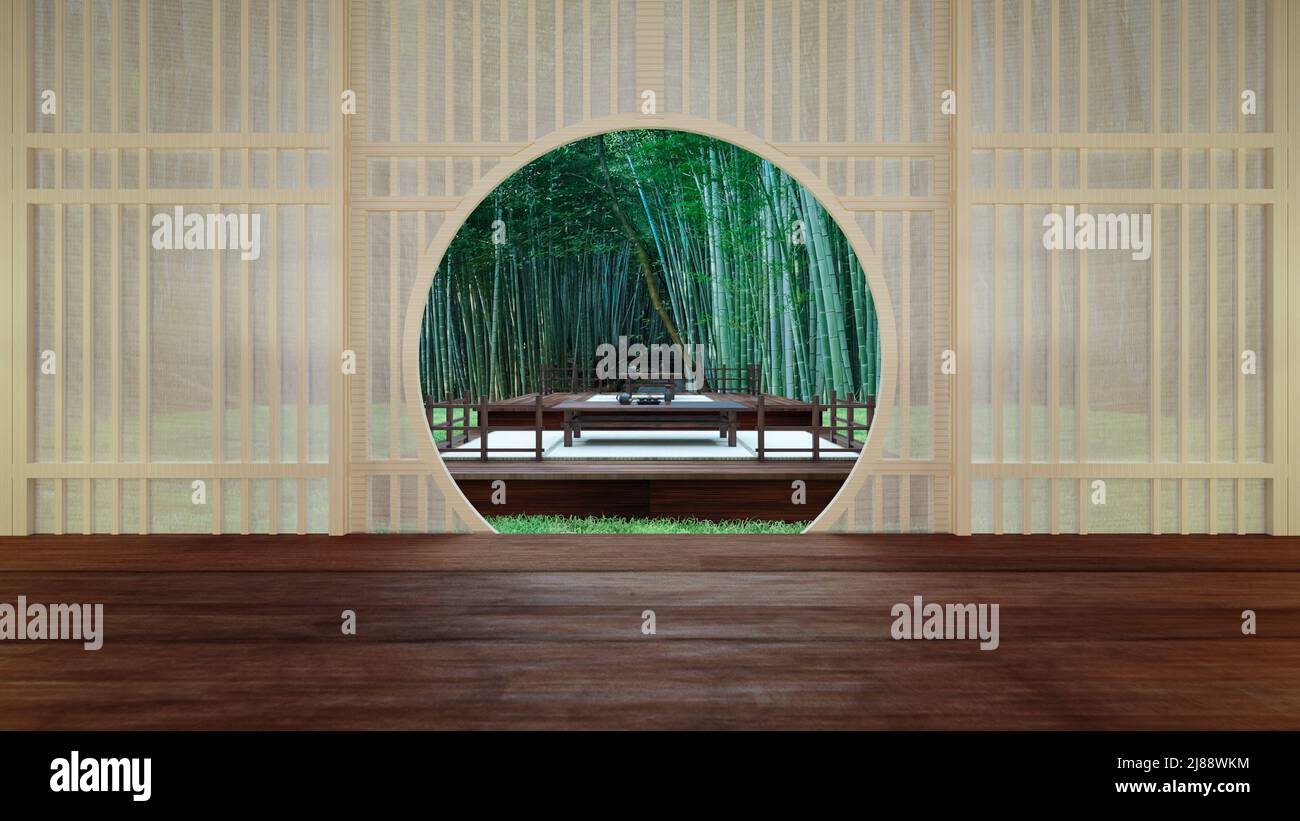 3D Rendering of Quaint Private Chinese Library Stock Photo - Alamy