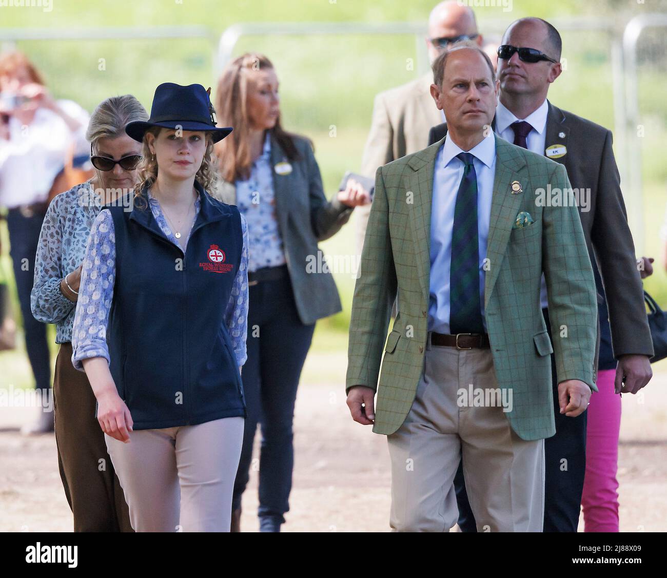 Windsor, UK. 14th May, 2022. Prince Edward, Sophie, Countess of Wessex and their daughter Lady Louise Windsor are given a tour of the Land Rover international Driving course at day 3 of the Royal Windsor Horse Show, set in the private grounds of Windsor Castle. First staged in 1943, this years event falls on the platinum Jubilee year of Queen Elizabeth II. Photo credit: Ben Cawthra/Sipa USA **NO UK SALES** Credit: Sipa USA/Alamy Live News Stock Photo