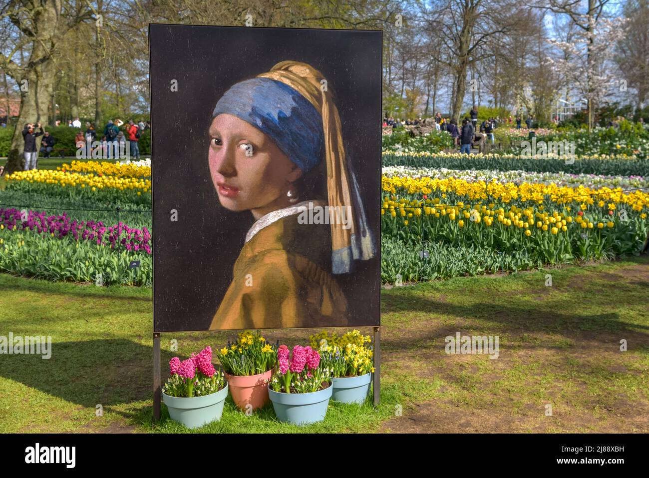Lisse, Netherlands, May 2022. Art and blooming tulips at the Keukenhof, Lisse. High quality photo Stock Photo
