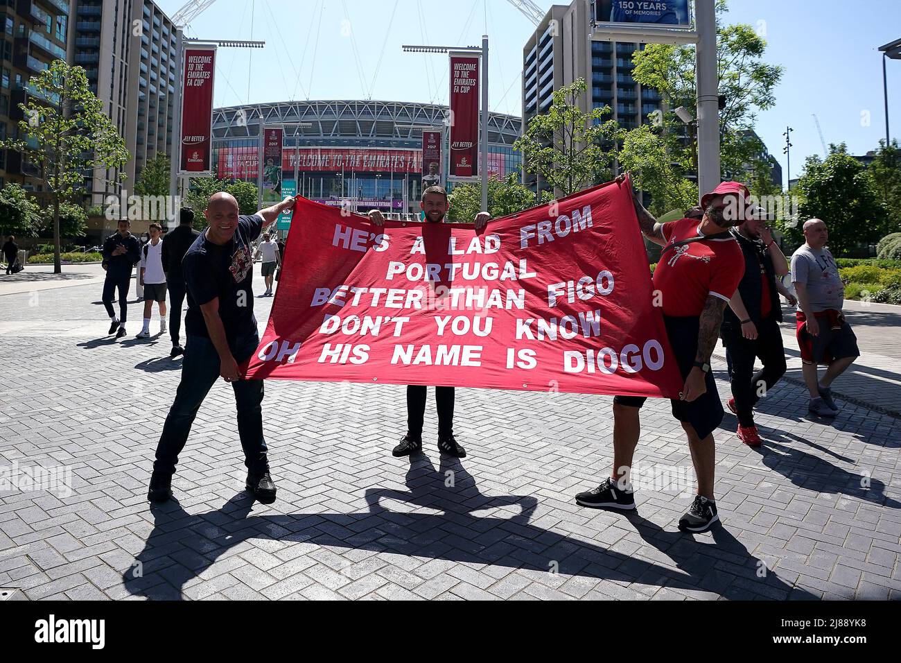 Fans arrive ahead of the Emirates FA Cup final at Wembley Stadium, London. Picture date: Saturday May 14, 2022. Stock Photo