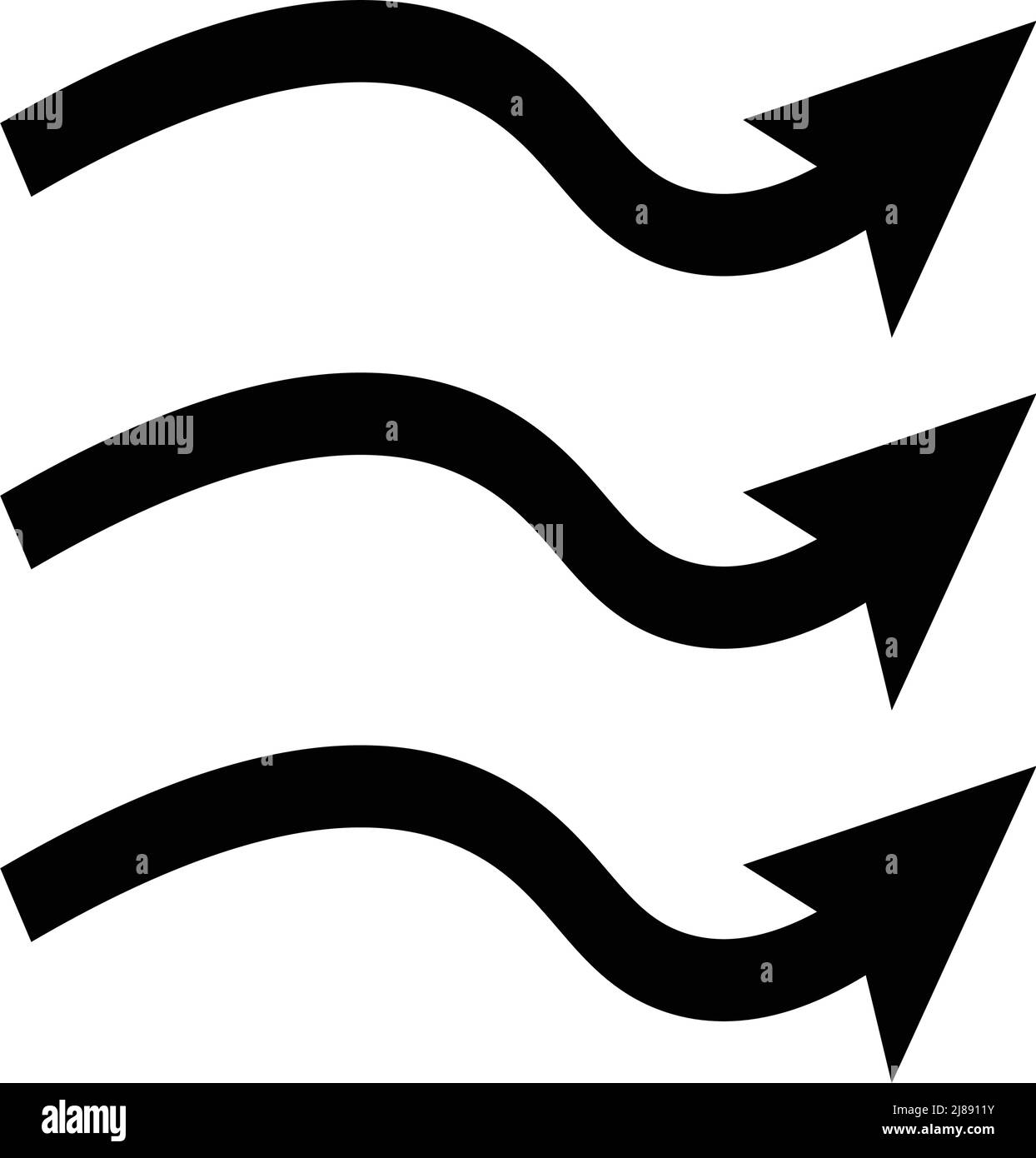 An icon of three arrows in a row. Editable vector. Stock Vector