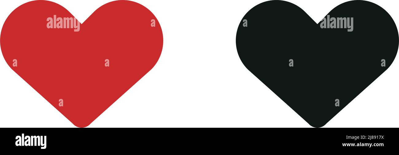 Red and black heart icon set. Editable vector. Stock Vector