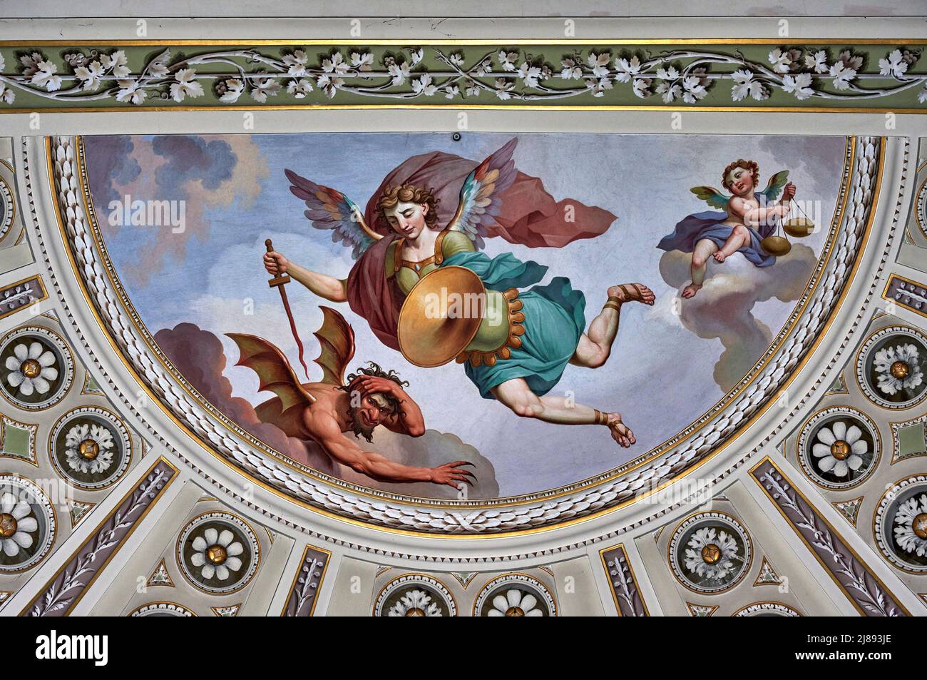 Chiesa Parrocchiale Dei Santi Patroni D'italia S. Michele Arcangelo combatte contro Satana - affresco - Filippo