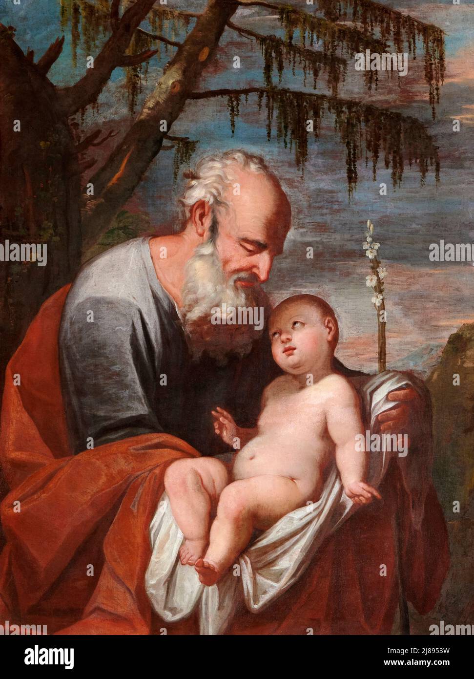 San Giuseppe col Bambino olio su tela pittore veronese del XVIII