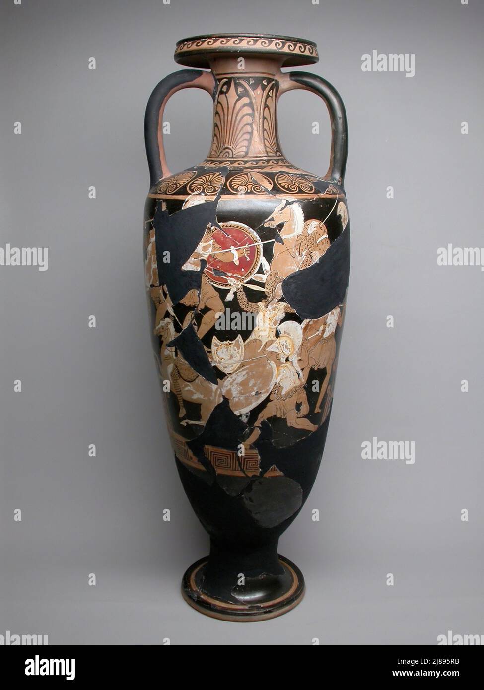 Amphora (Storage Jar), 340-330 BCE. Terracotta vessel with a narrow ...