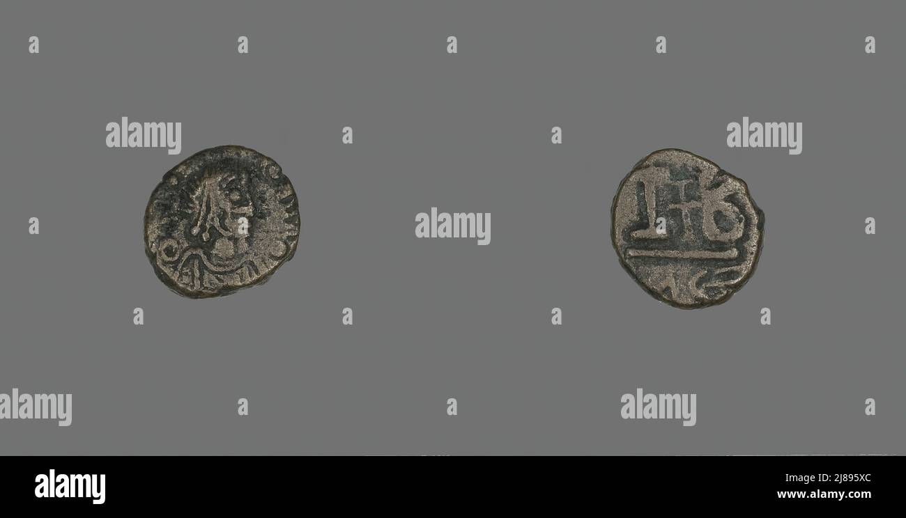 12 Nummi (Coin) of a Byzantine Emperor, Roman Period, 6th century CE. Stock Photo