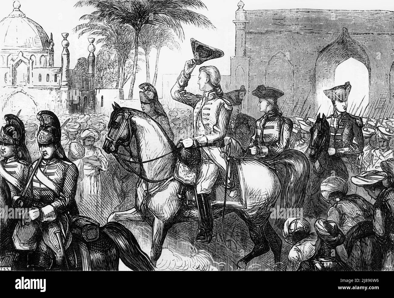 'General Goddard Entering Surat', c1891. From &quot;Cassell's Illustrated History of India Vol. I.&quot;, by James Grant. [Cassell Petter &amp; Galpin, London, Paris and New York] Stock Photo