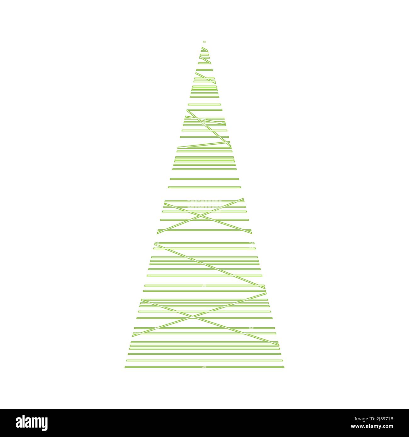 Single green abstract tree with conical crown. Spruce, fir, pine. Graphic design element for poster, emblem, sign. Schematic green branches. Minimalis Stock Vector