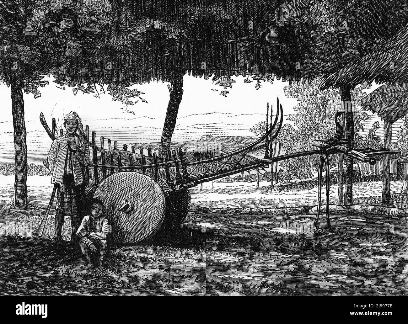'A Burmese Paddy (Rice or Country) Cart', c1891. From &quot;Cassell's Illustrated History of India Vol. I.&quot;, by James Grant. [Cassell Petter &amp; Galpin, London, Paris and New York] Stock Photo