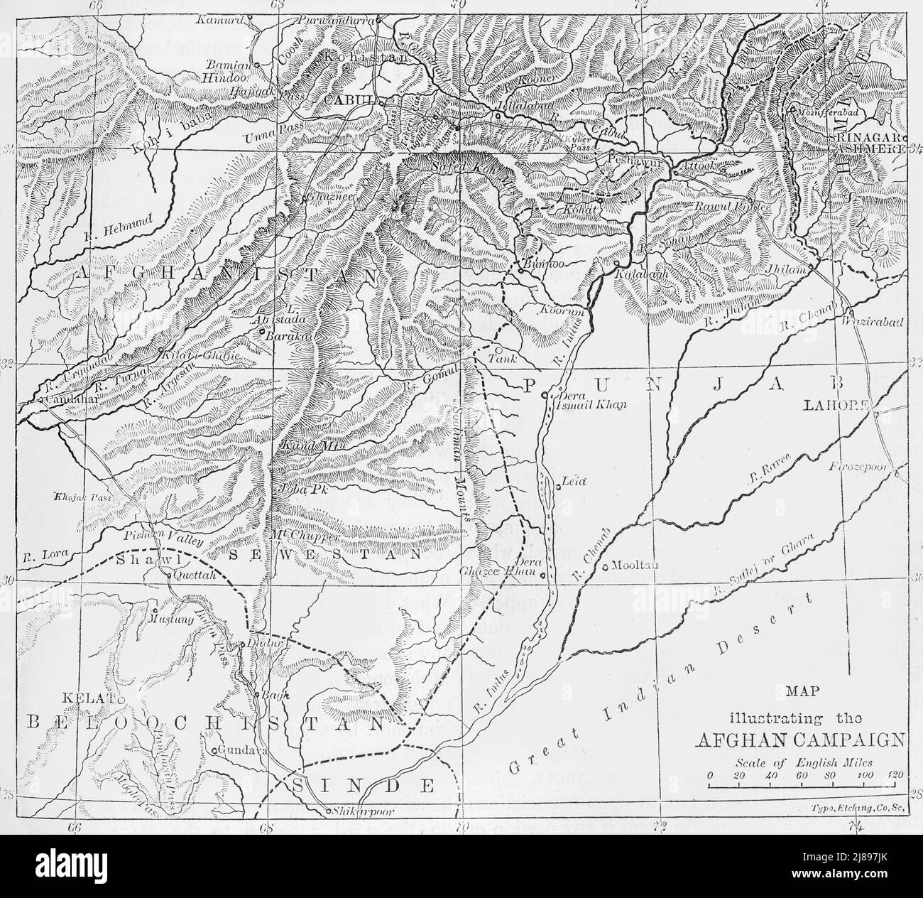 'Map of Afghanistan', c1891. From &quot;Cassell's Illustrated History of India Vol. II.&quot;, by James Grant. [Cassell Petter &amp; Galpin, London, Paris and New York] Stock Photo