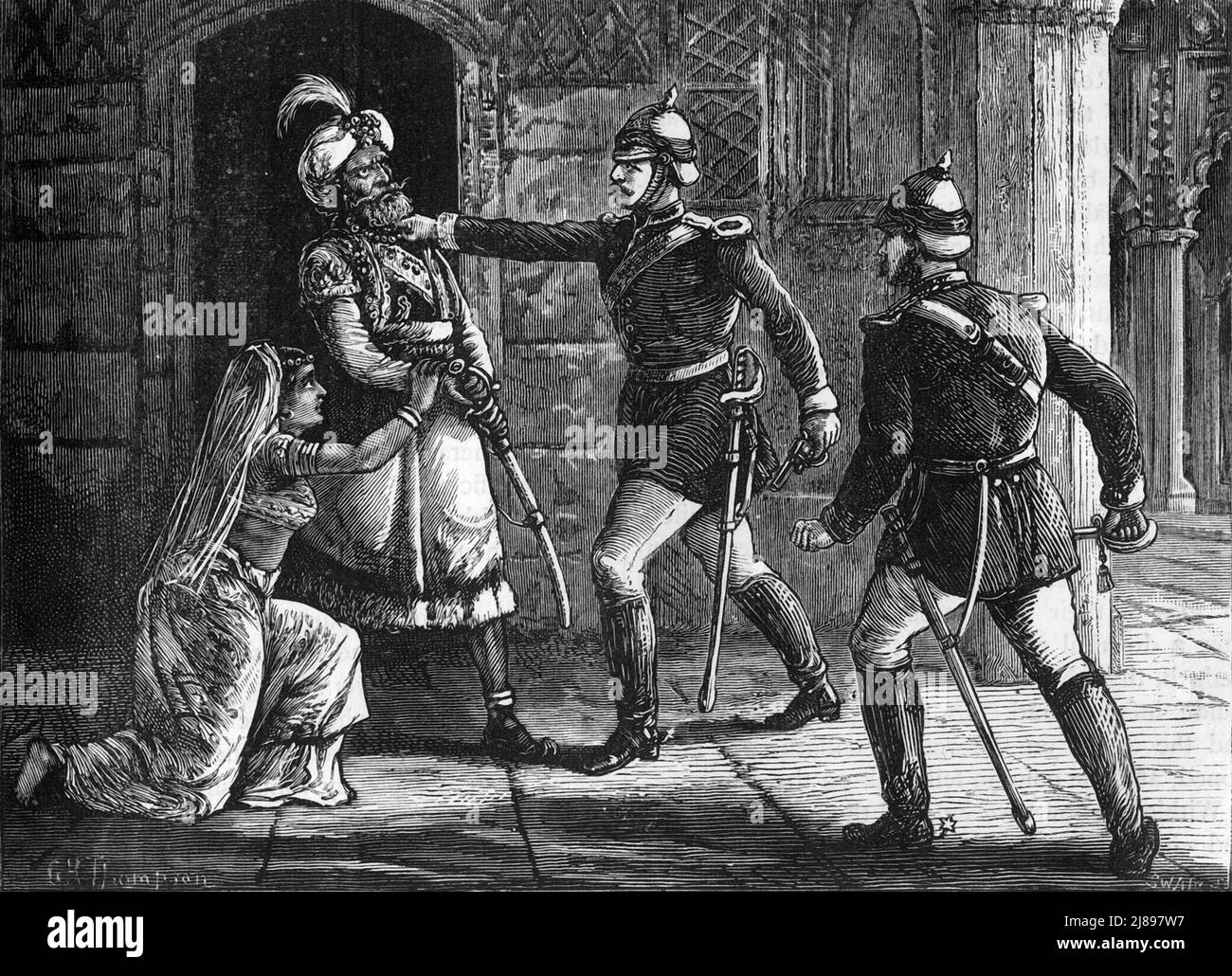 'Captain Hodson Arresting the King of Delhi', c1891. From &quot;Cassell's Illustrated History of India Vol. II.&quot;, by James Grant. [Cassell Petter &amp; Galpin, London, Paris and New York] Stock Photo