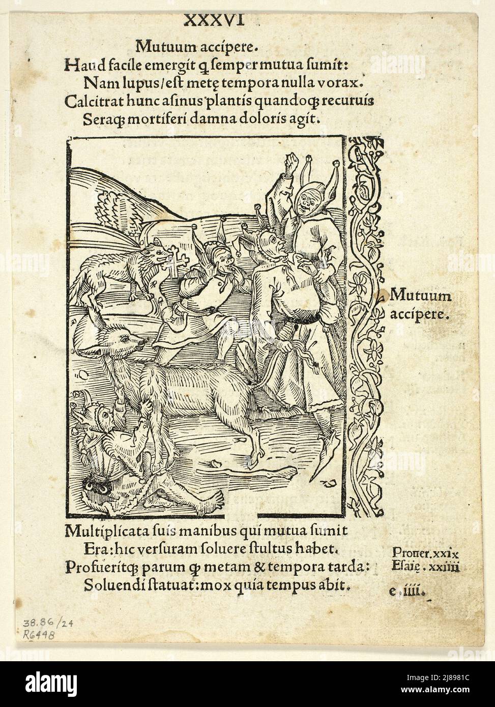 Raising Loans from Navis Stultifera (Ship of Fools), Plate 24 from Woodcuts from Books of the 15th Century, 1497, portfolio assembled 1929. Stock Photo