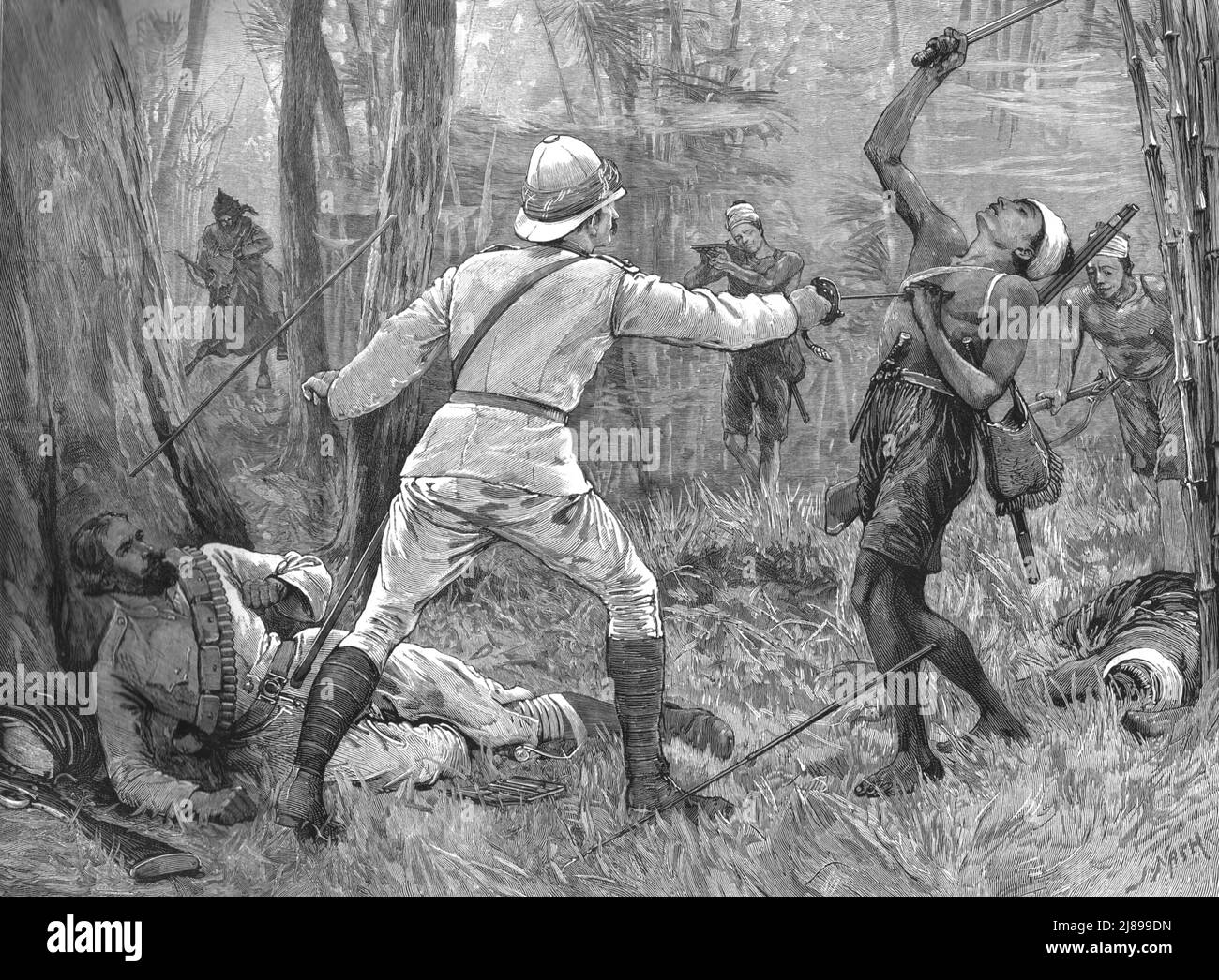 ''The Reward for Bravery--How Surgeon John Crimmin won the Victoria Cross at the Battle of the Nga Kyaing,Burmah', 1890. Stock Photo