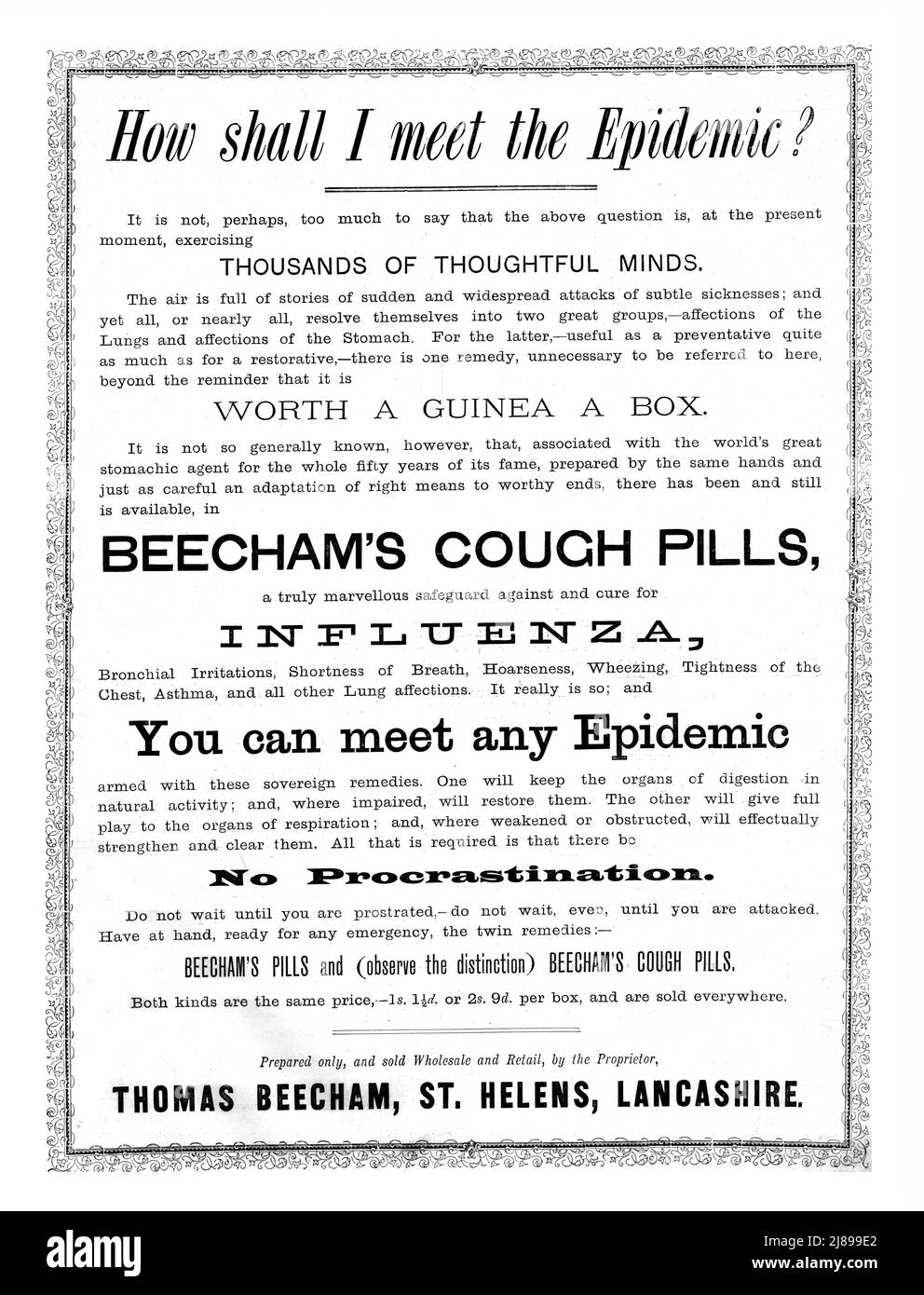 ''How shall I meet the Epidemic?', 1890. Stock Photo