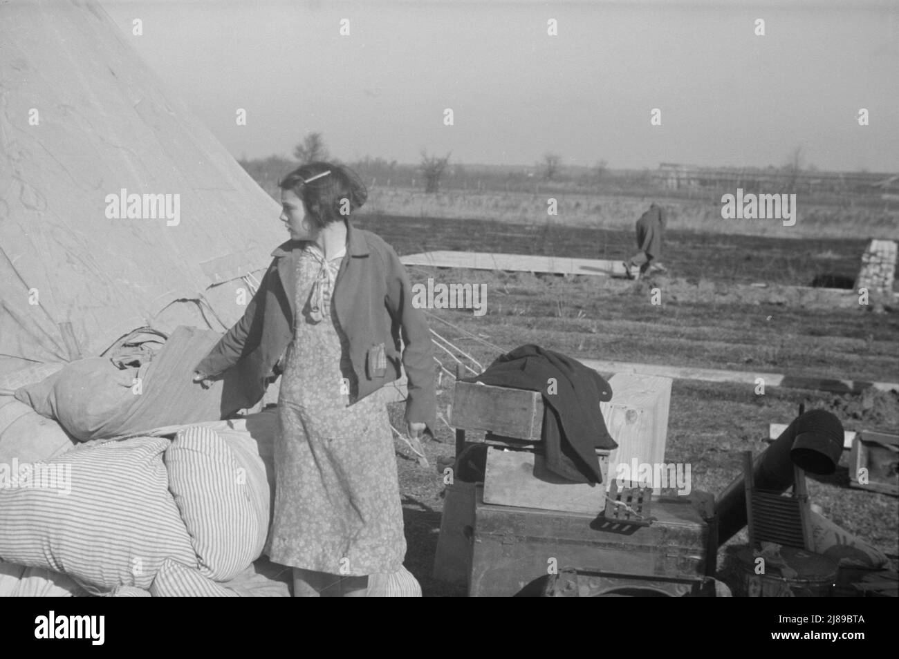 [Untitled photo, possibly related to: A girl in the camp for white flood refugees, Forrest City, Arkansas]. Stock Photo