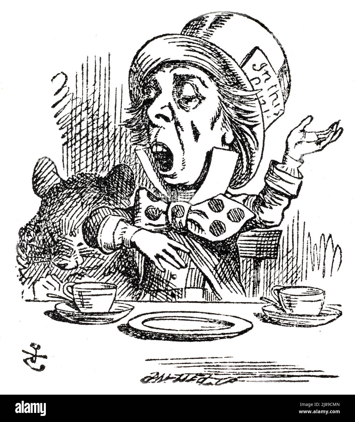 John Tenniel illustration of the Mad Hatter from Alice in Wonderland by Lewis Carroll Stock Photo