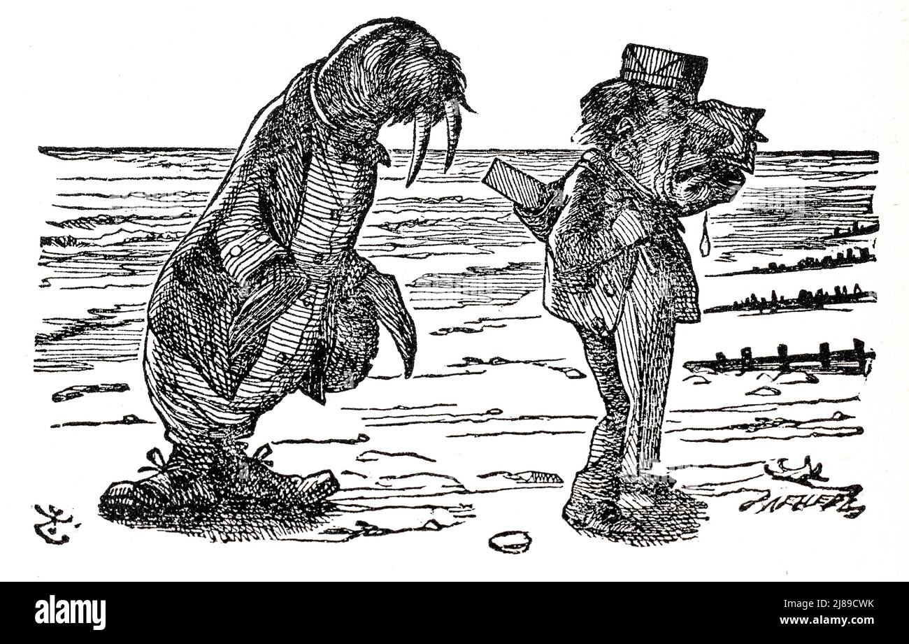 John Tenniel illustration of the Walrus and the Carpenter from Alice in Wopnderland by Lewis Carroll Stock Photo