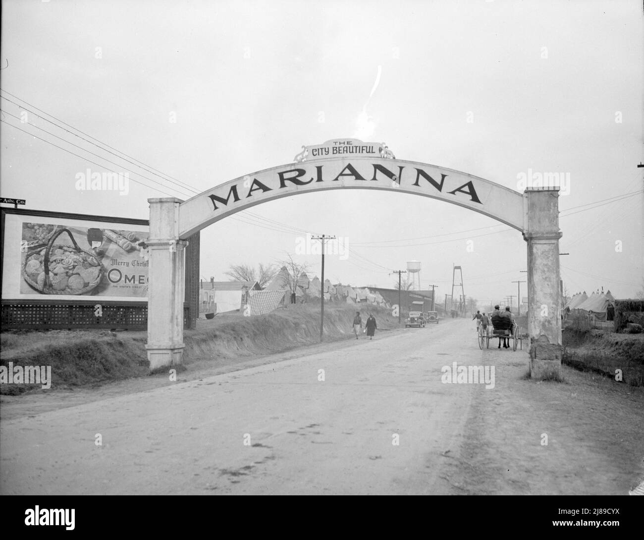 Entrance to Marianna, Arkansas, during the 1937 flood. Stock Photo