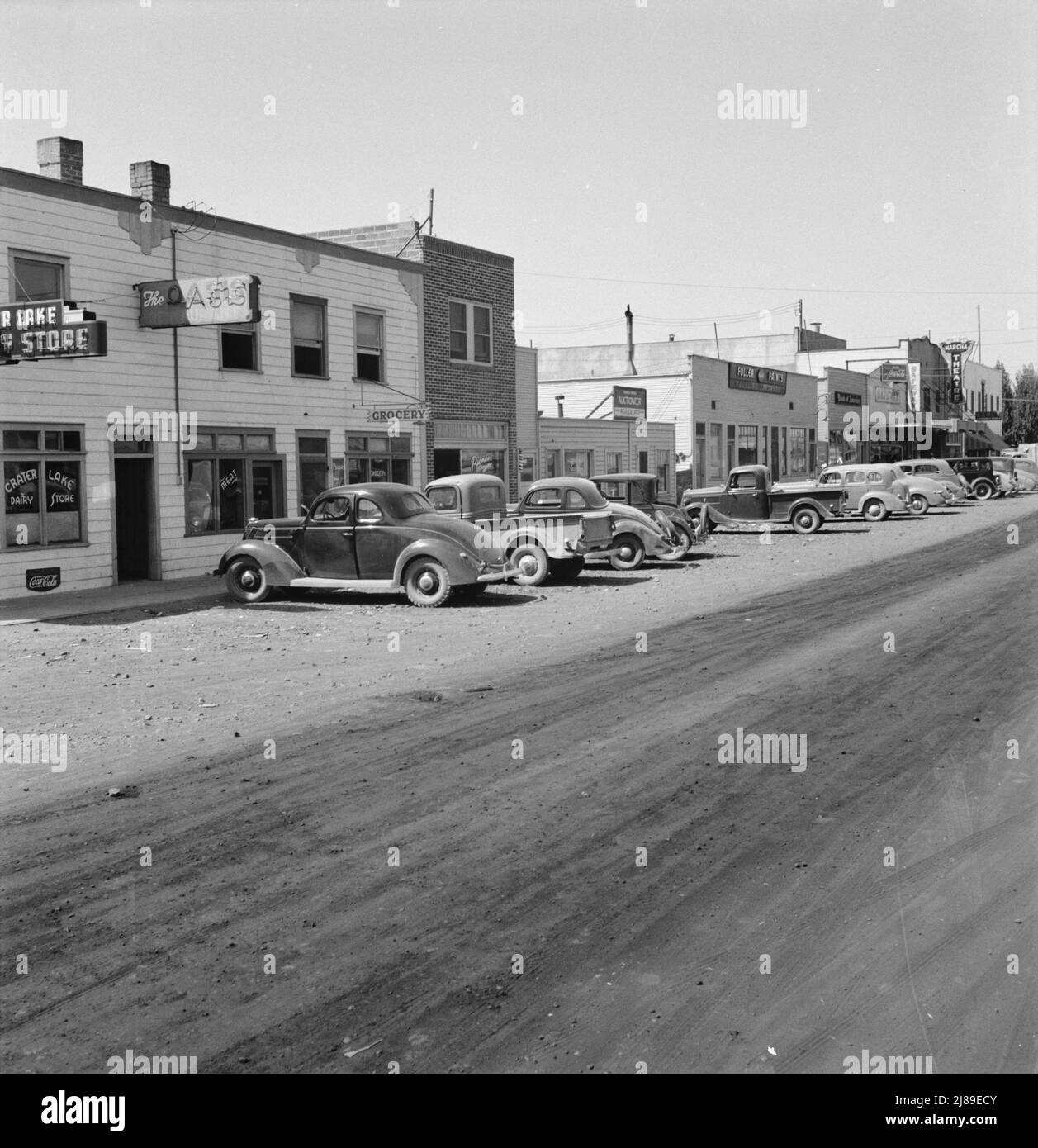 California Siskiyou County, Tulelake. Looking down main street of a