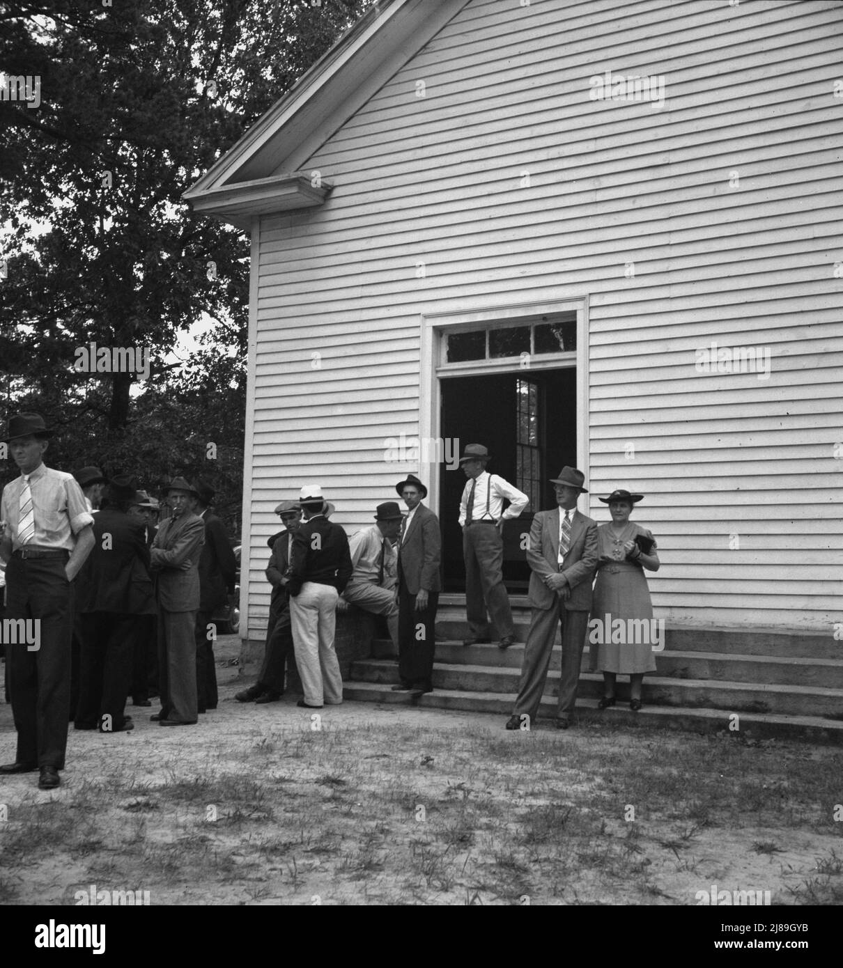Congregation entering church. Wheeley's Church. Person County, North Carolina. Stock Photo