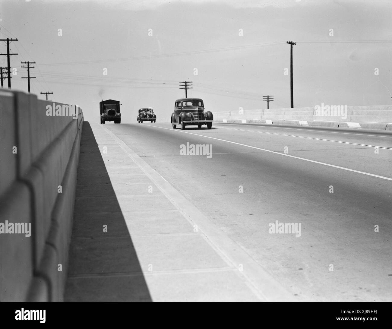 Between Tulare and Fresno. Overpass on U.S. 99. California. Stock Photo