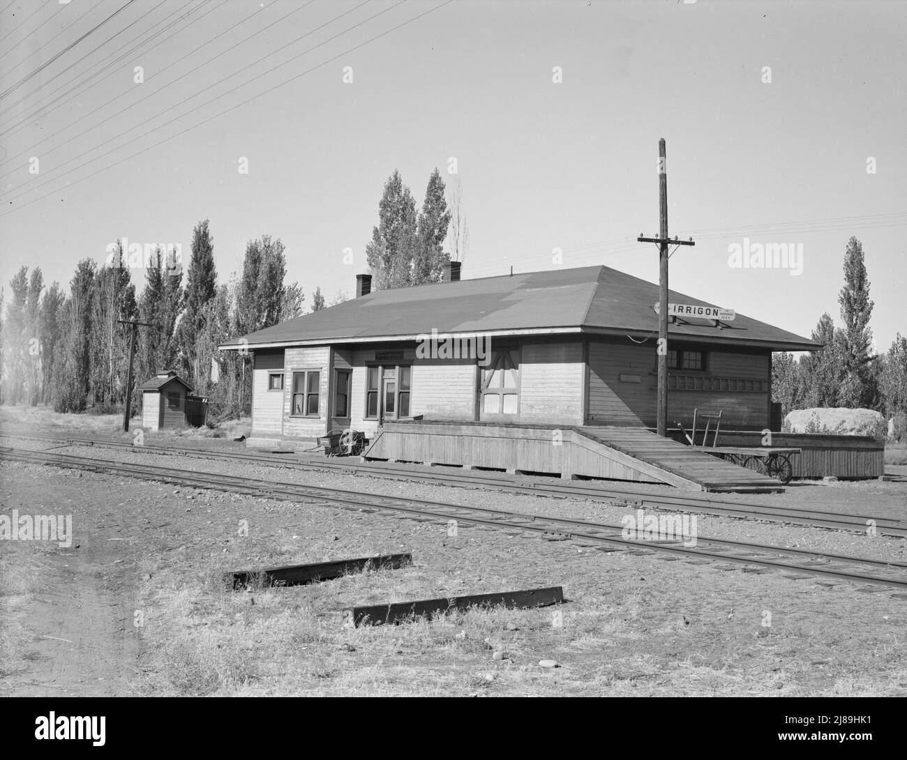 Railroad station. Irrigon, Oregon. Population 108. Land was opened to